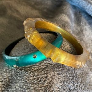 Preowned Alexis Bittar Frosted Lucite Bangle Bracelets set of 2